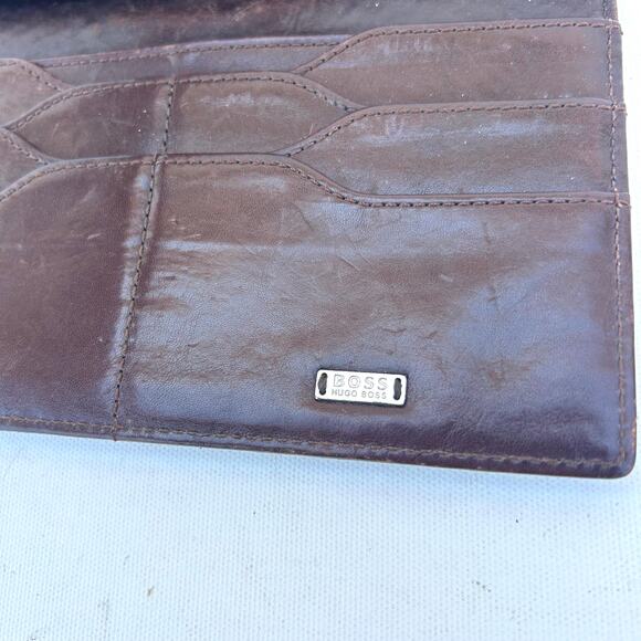 Hugo Boss Vintage Brown Croc-Embossed Tri-Fold Clutch Wallet Billfold Buckle - Picture 7 of 12